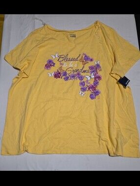 New basic editions Women's 2X yellow blessed grandma shirt #22